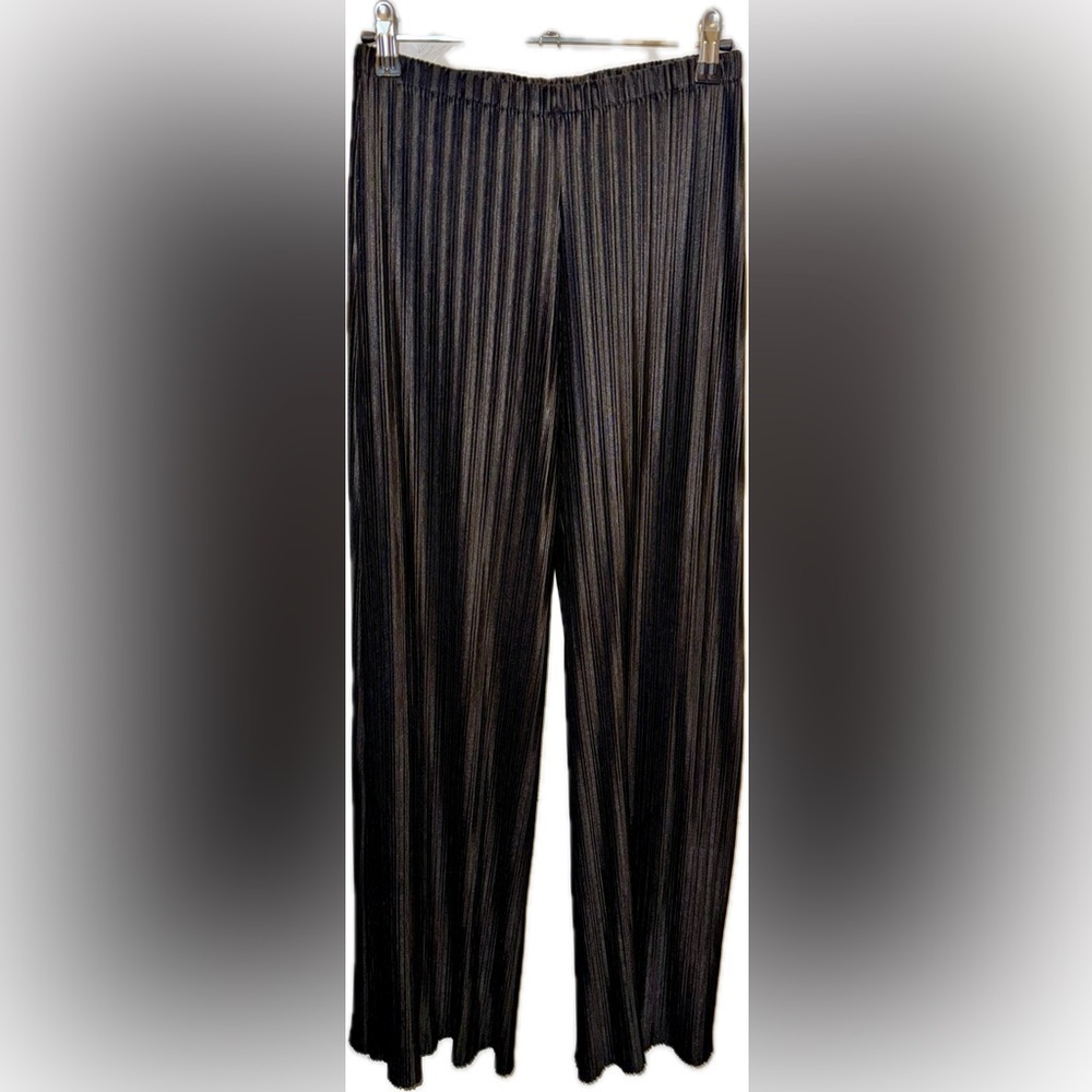 Milano Black Sheer Pleated Wide Leg Pants